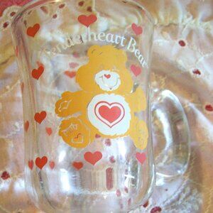 Care Bear Tenderheart Orange Bear Glass Pedestal Irish Coffee Mug-Vintage